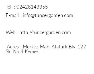 Tuncer Garden Hotel iletiim bilgileri